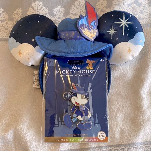 Mickey Mouse The Main Attraction- Peter Pan’s Flight Ears & Pin - Picture 1 of 6
